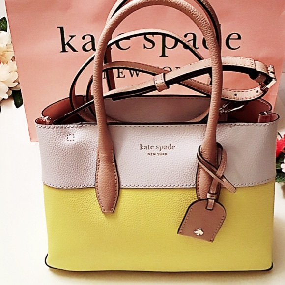 Kate Spade Cameron Street Satchel White/Yellow.NWT - Picture 1 of 14